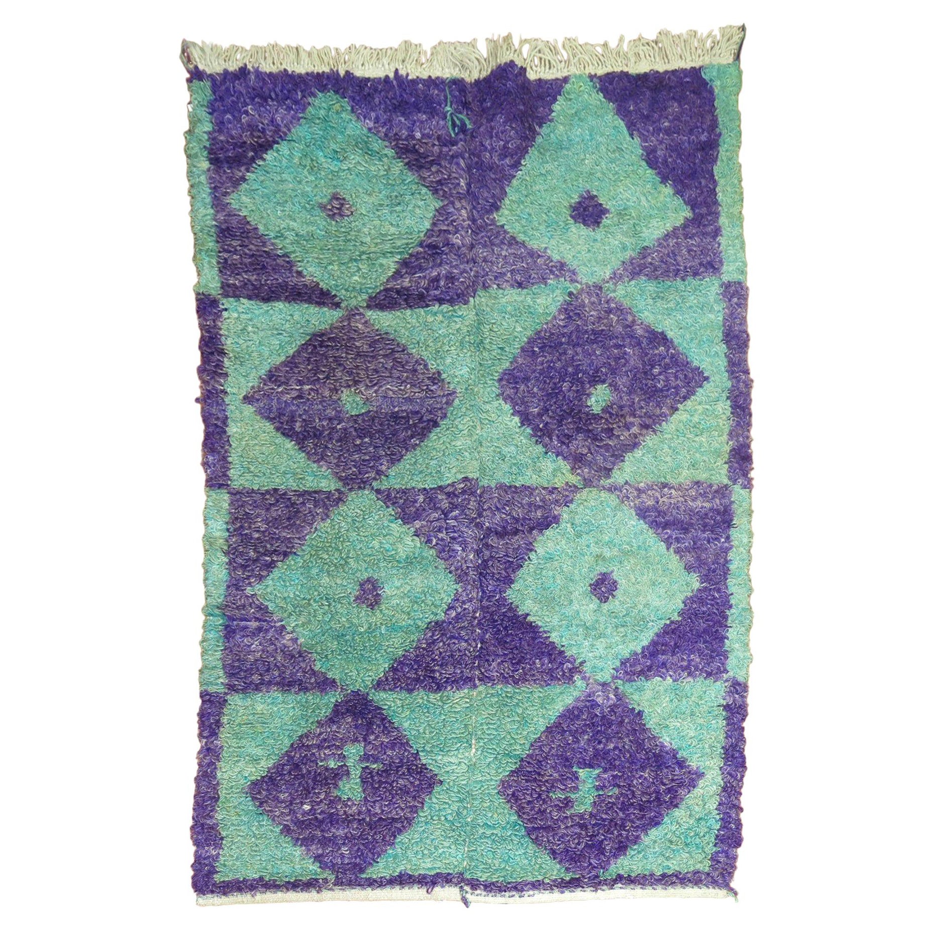 Zabihi Collection Purple Green Vintage Turkish Shag Rug