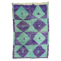 Zabihi Collection Purple Green Vintage Turkish Shag Rug