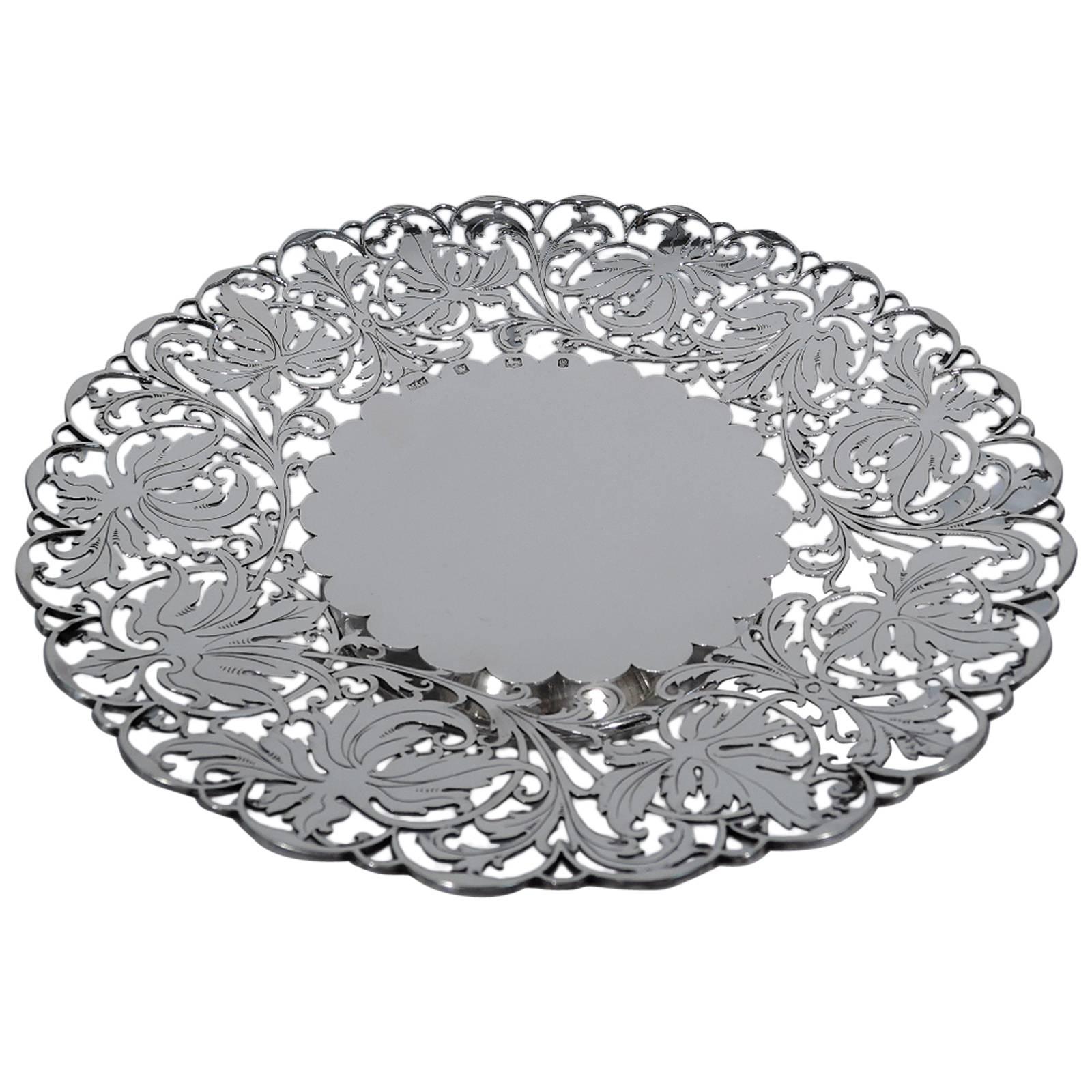 Old Fashioned English Sterling Silver Cake Plate