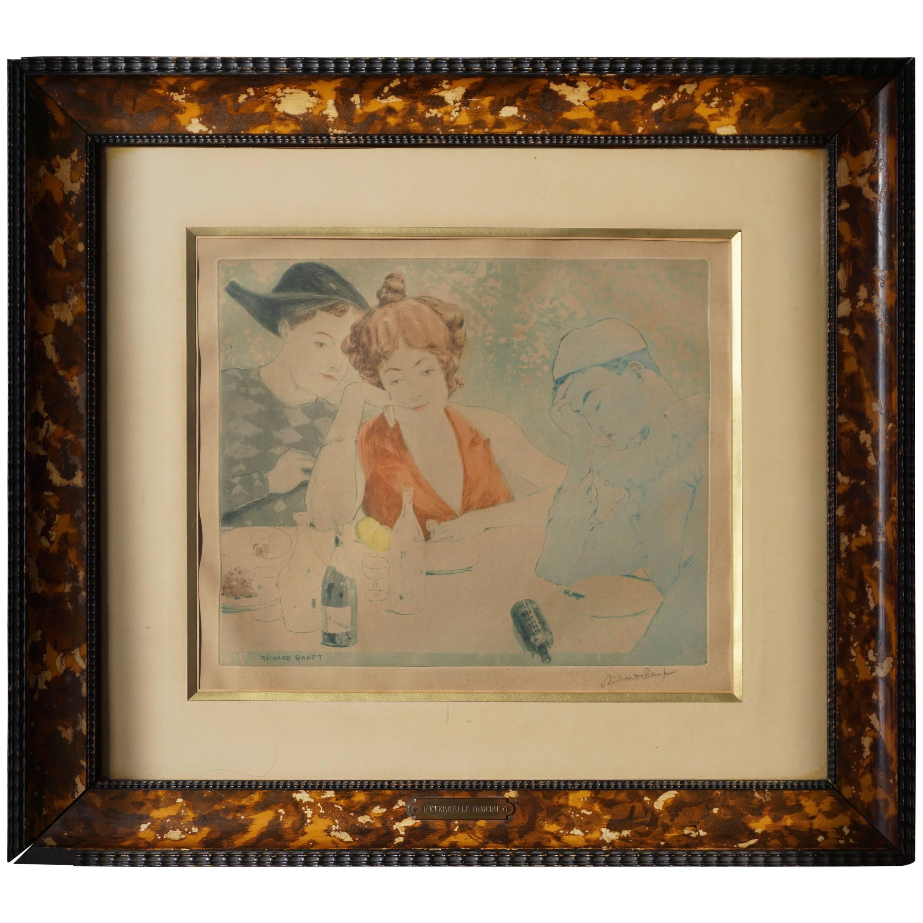 Gemälde von Richard Ranft, Junge Frau und Papageienkostüme