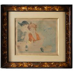 Painting by Richard Ranft, Jeune Femme Et Costumes Des Pierrots 10