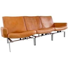 Exclusive Jørgen Høj Leather and Aluminium Sofa for Niels Vitsøe