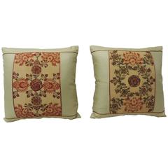 Pair of 19th Century Hand Blocked Indian Boho Chic Decorative Pillows 12