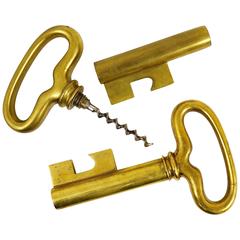 Big Carl Auböck Extra Large Brass Key Cork Screw, Bottle Opener, Austria, 1950s 11