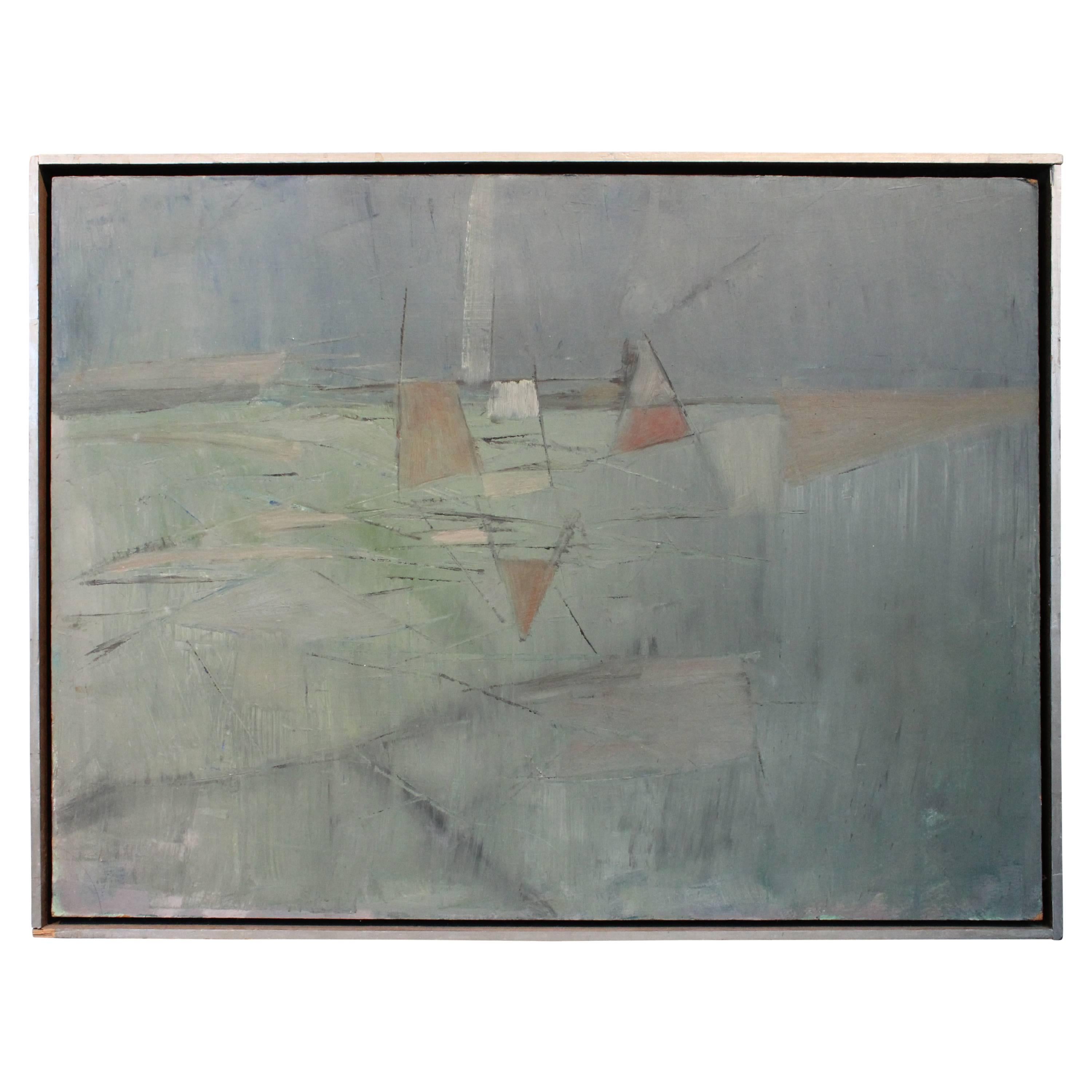 Carl Stenberg Swedish, 1930s Angular Abstract Oil For Sale
