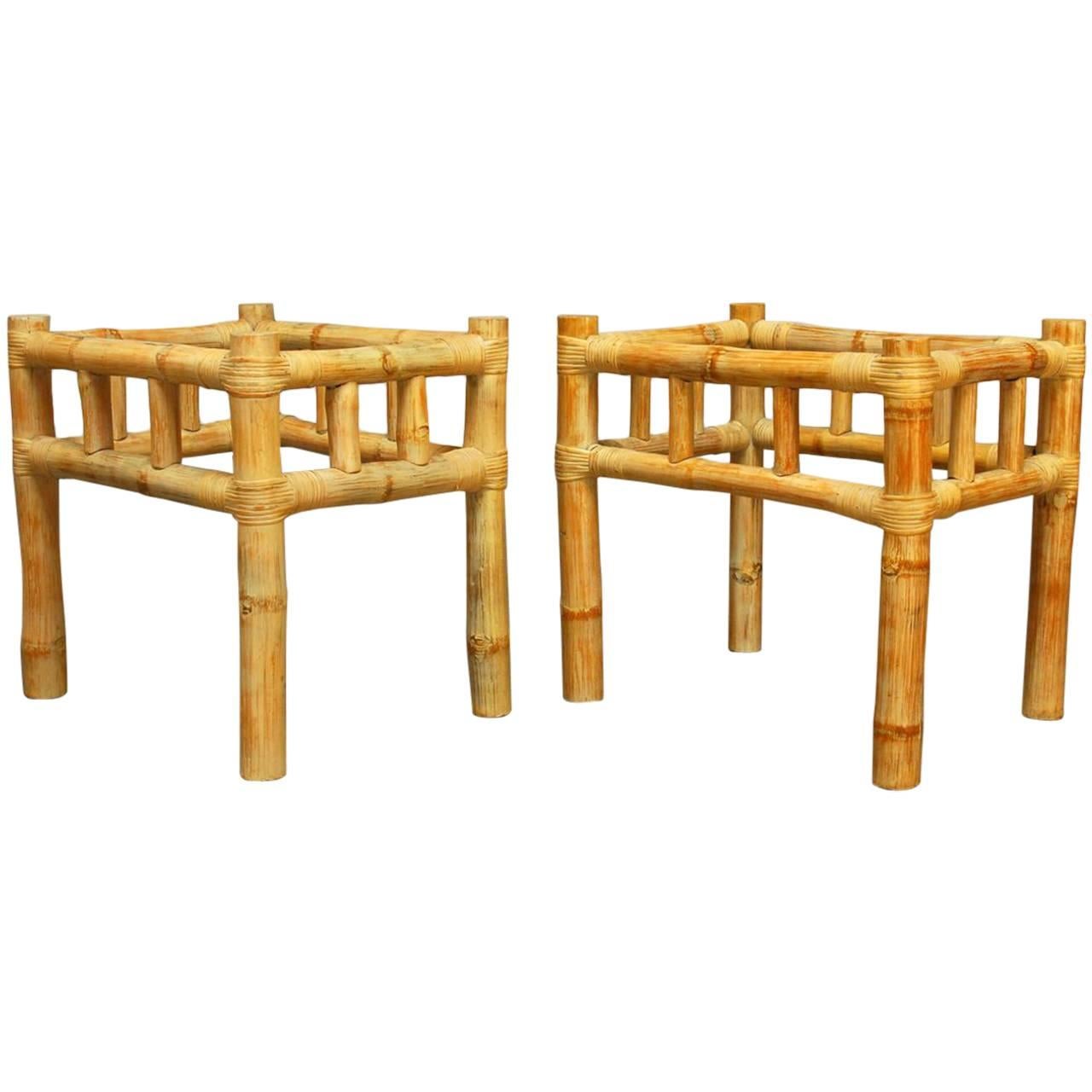 Pair of Organic Bamboo Side Tables Attributed to Ralph Lauren 