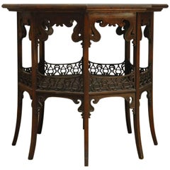 Middle Eastern Octagonal Table with Relief Carved Top