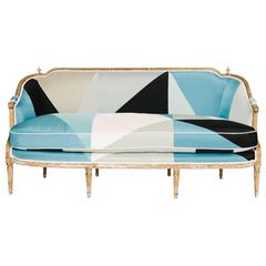 19th Century Louis XVI Style Miles Redd Cubist Silk Sofa