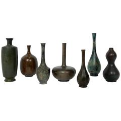 Collection of Seven Japanese Bronze Vases