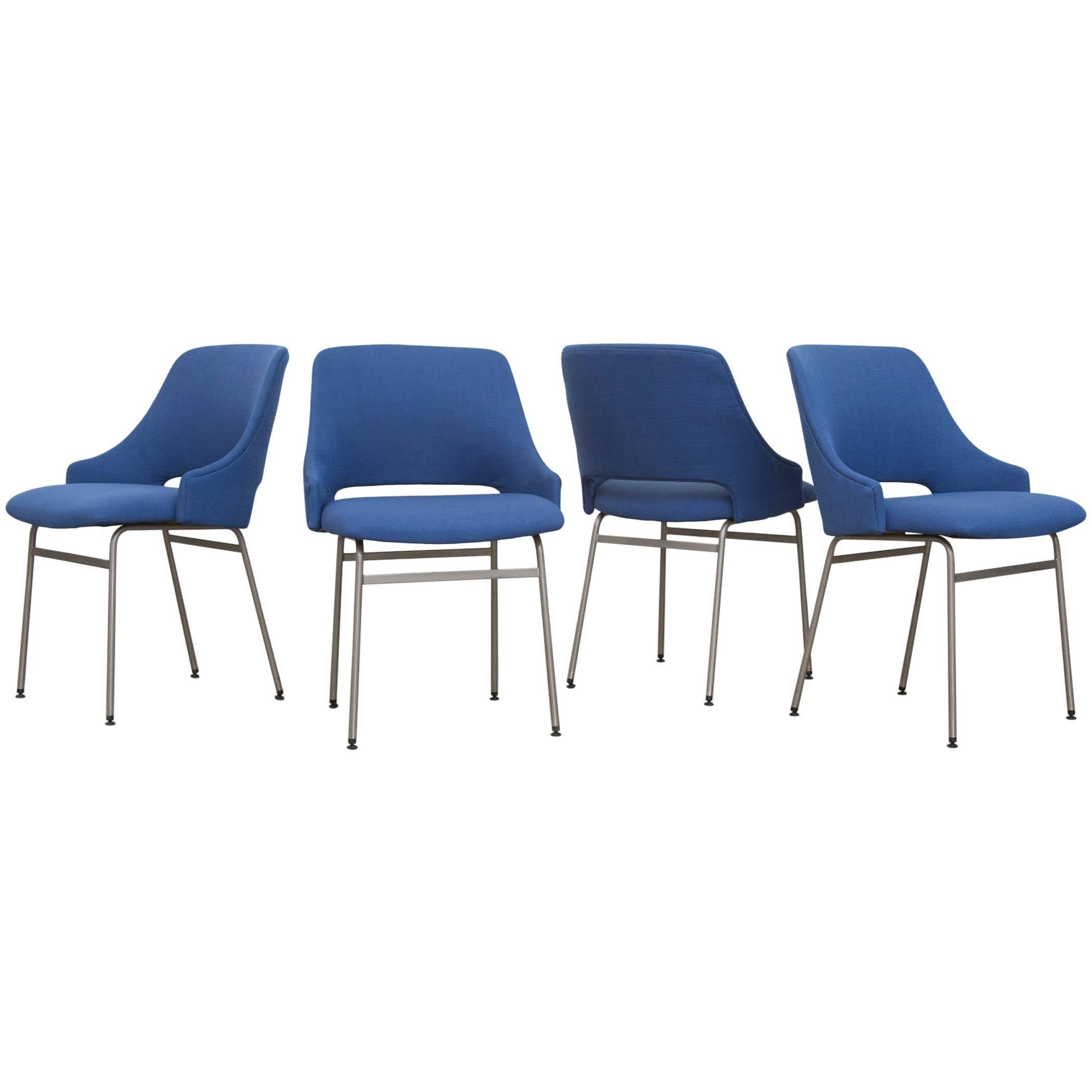 Set of Four Pastoe FM 32 Chairs in Royal Blue