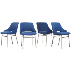 Vintage Set of Four Pastoe FM 32 Chairs in Royal Blue