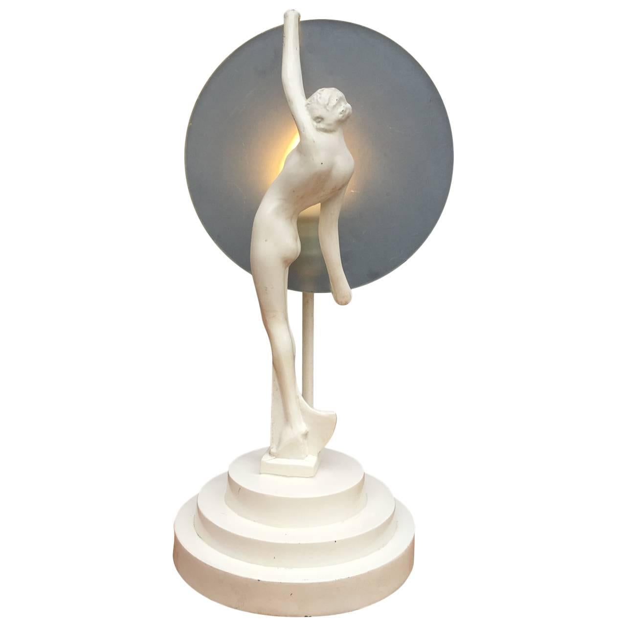 Mid-Century Sculptural Table Lamp Of A Lady