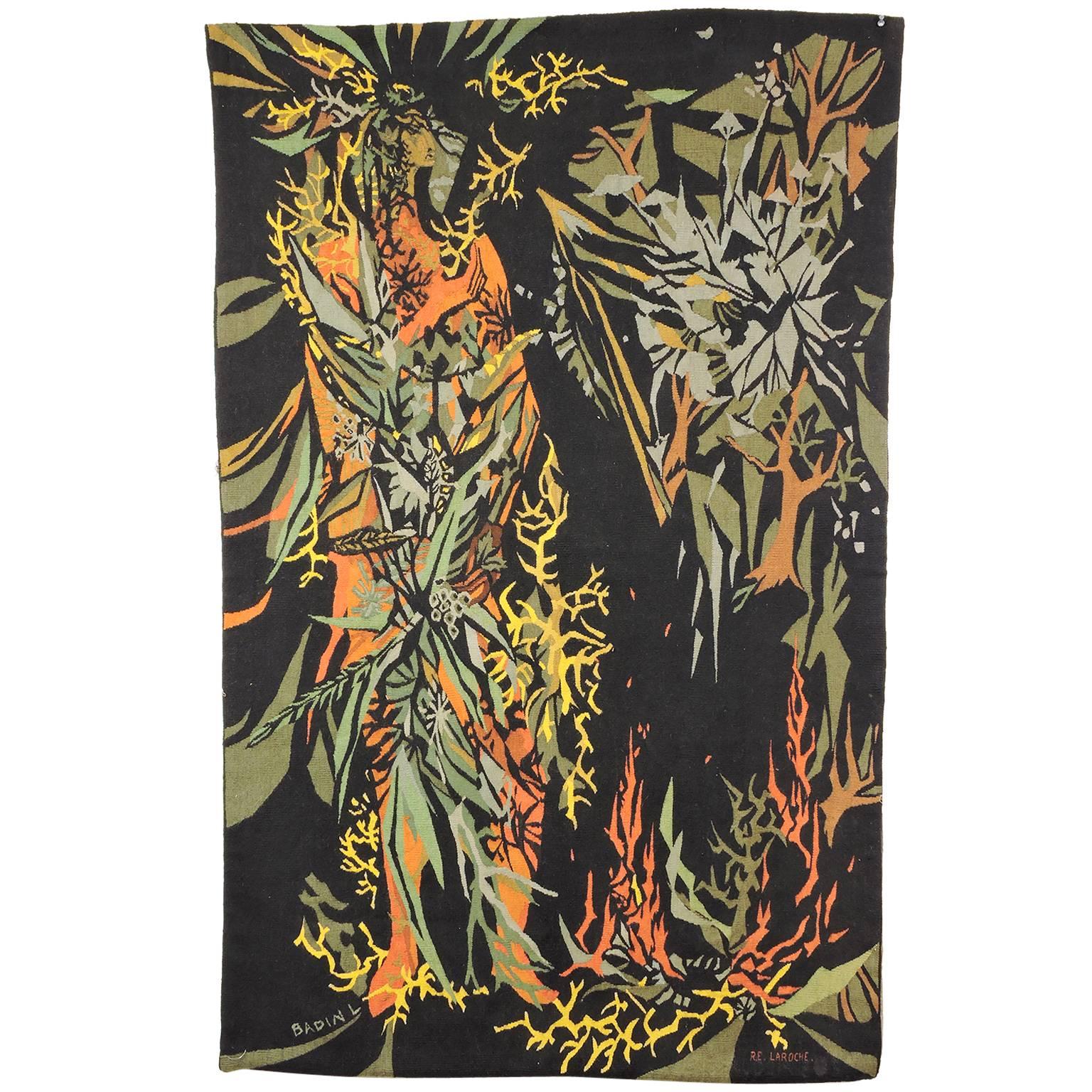 Mid-Century Modern Liliane Badin Needlepoint Tapestry