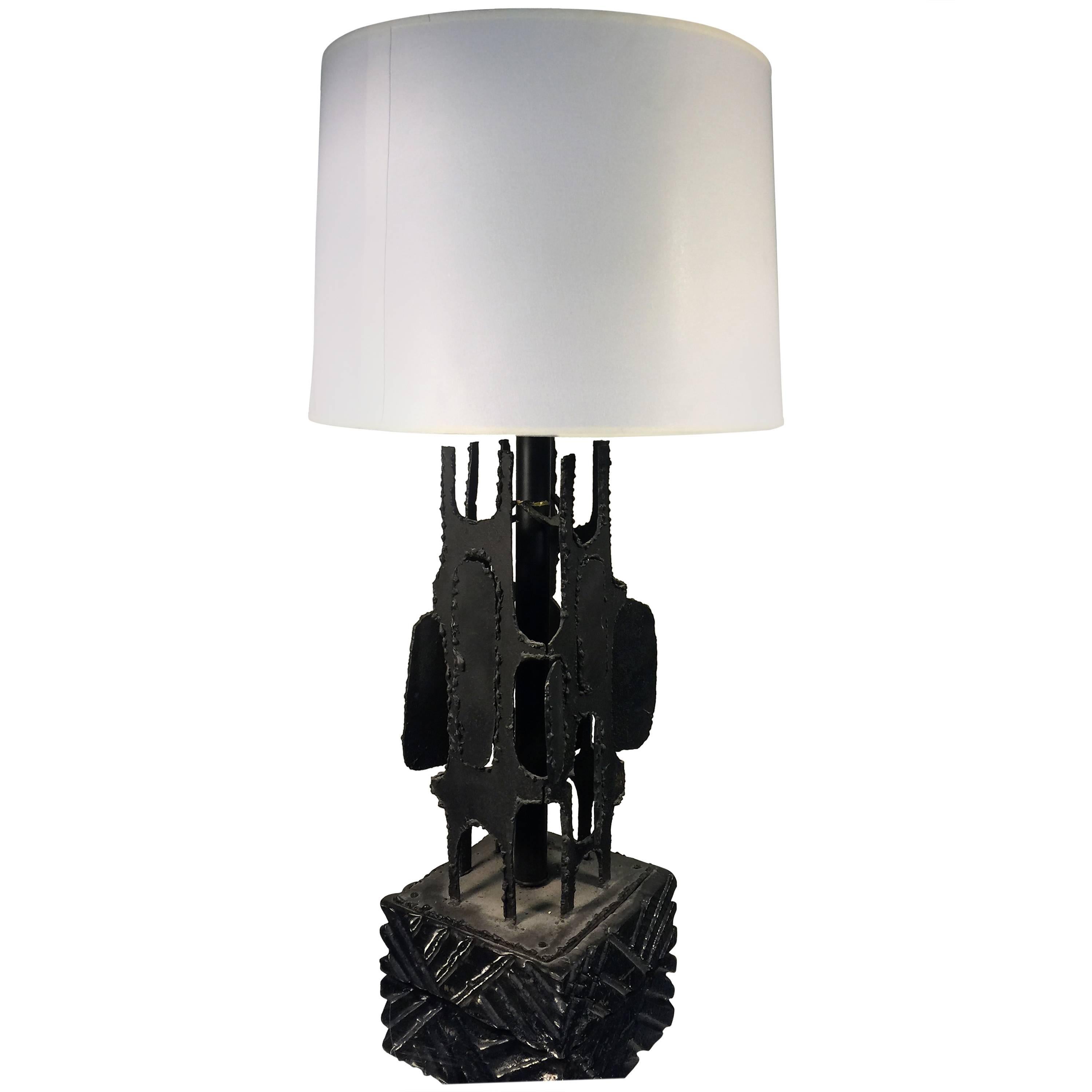 Exceptional Brutalist Table Lamp by Harry Balmer, circa 1970 For Sale