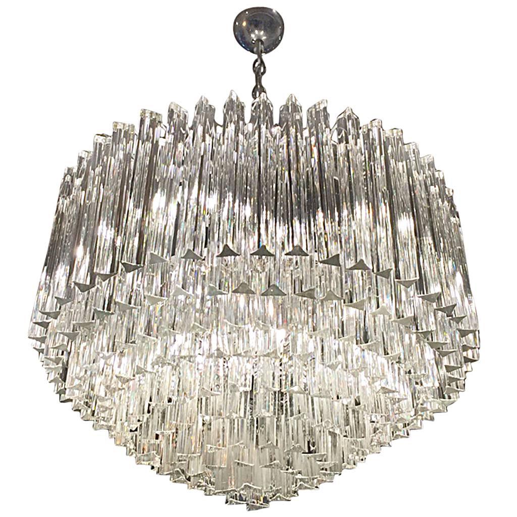 Mid-Century Italian Murano Round Nine-Tiered Glass Chandelier by Venini