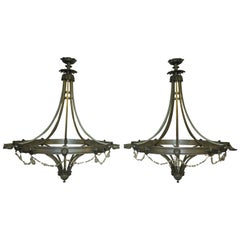 Vintage 1950 Pair of Chandeliers with Ten Lights in the Style of Maison Jansen