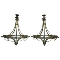 1950 Pair of Chandeliers with Ten Lights in the Style of Maison Jansen 3