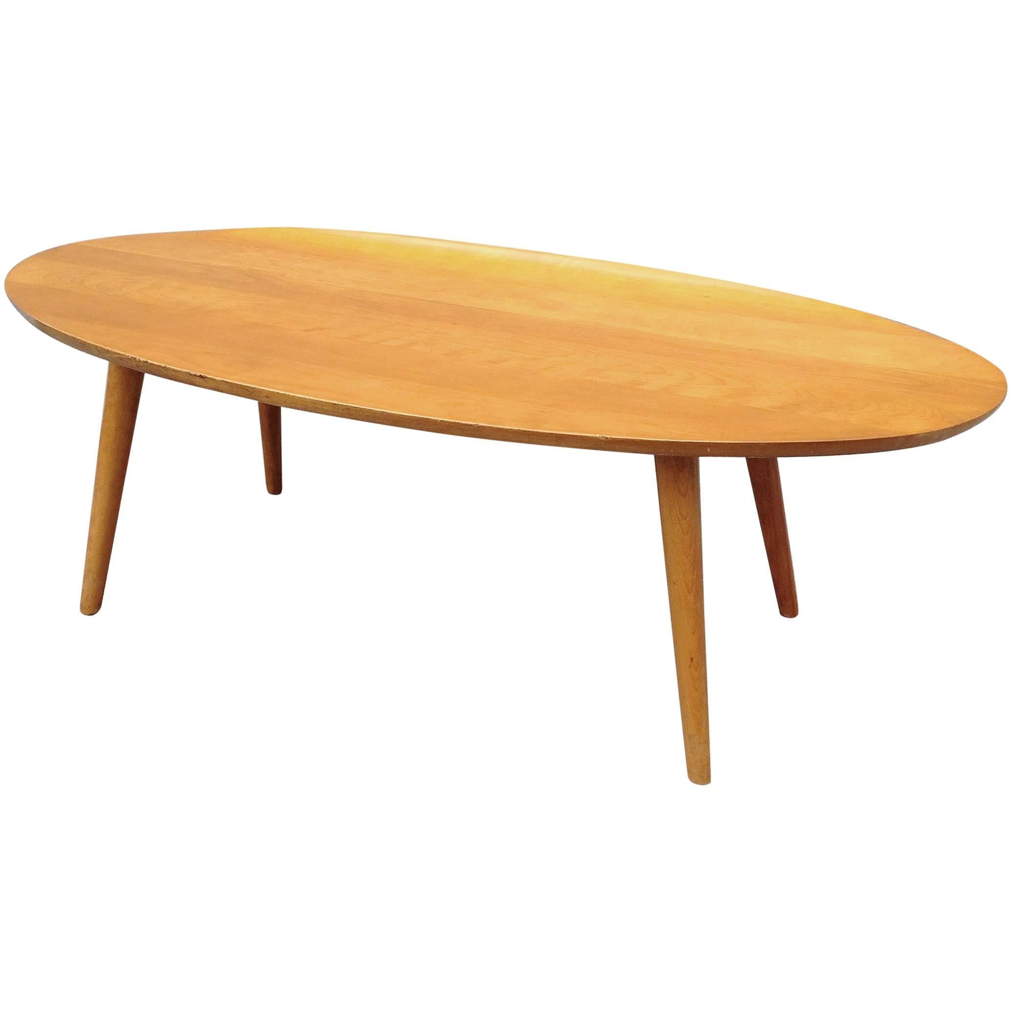 Russel Wright Elliptical Coffee Table with Curled Edge For Sale