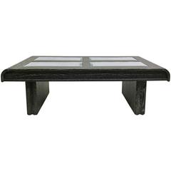 Architectural Coffee Table in Cerused Oak and Mirror