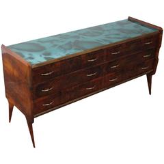 Burl Wood and Blue Glass Sideboard in the Manner of Vittorio Dassi 7