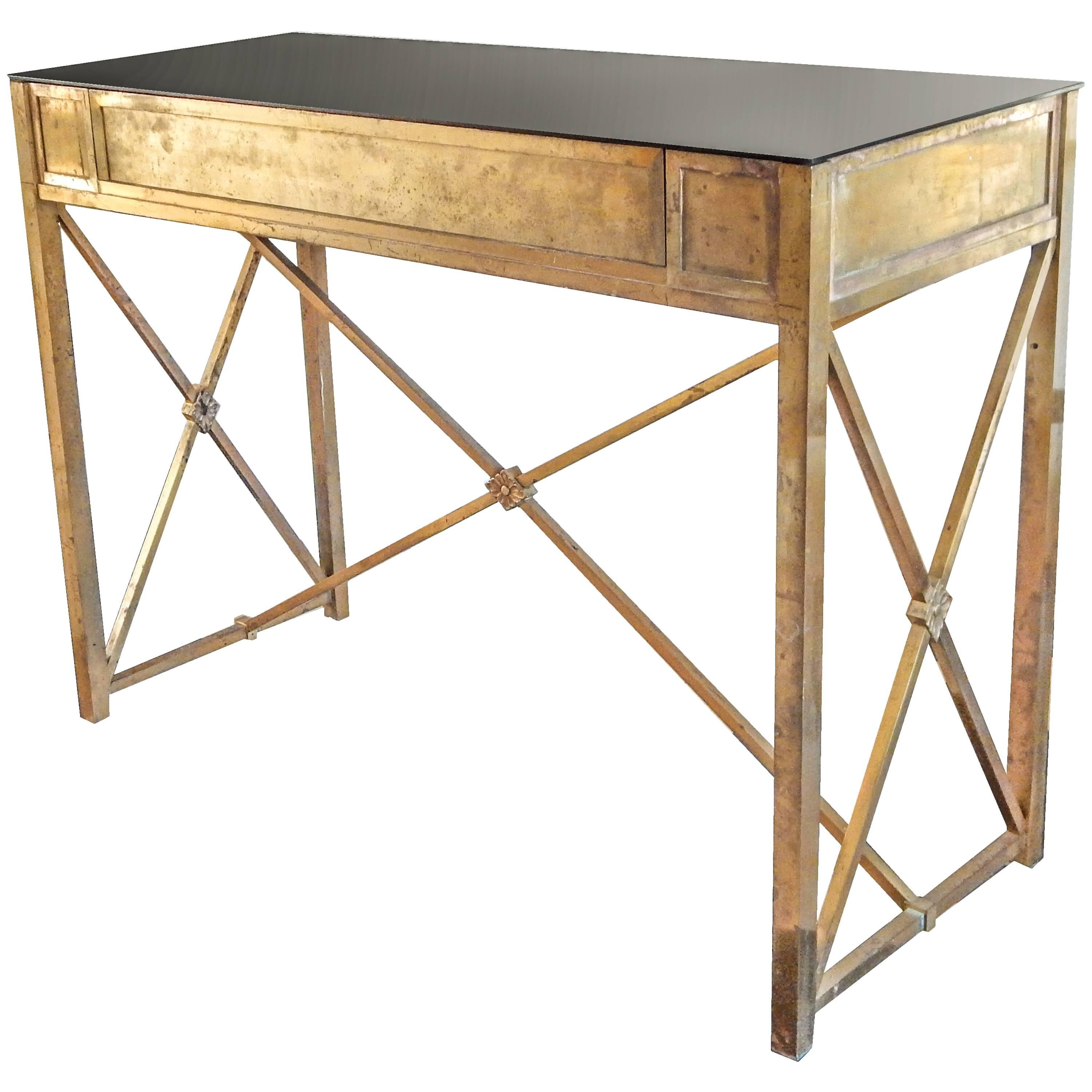 Bronze Console with Black Glass Top