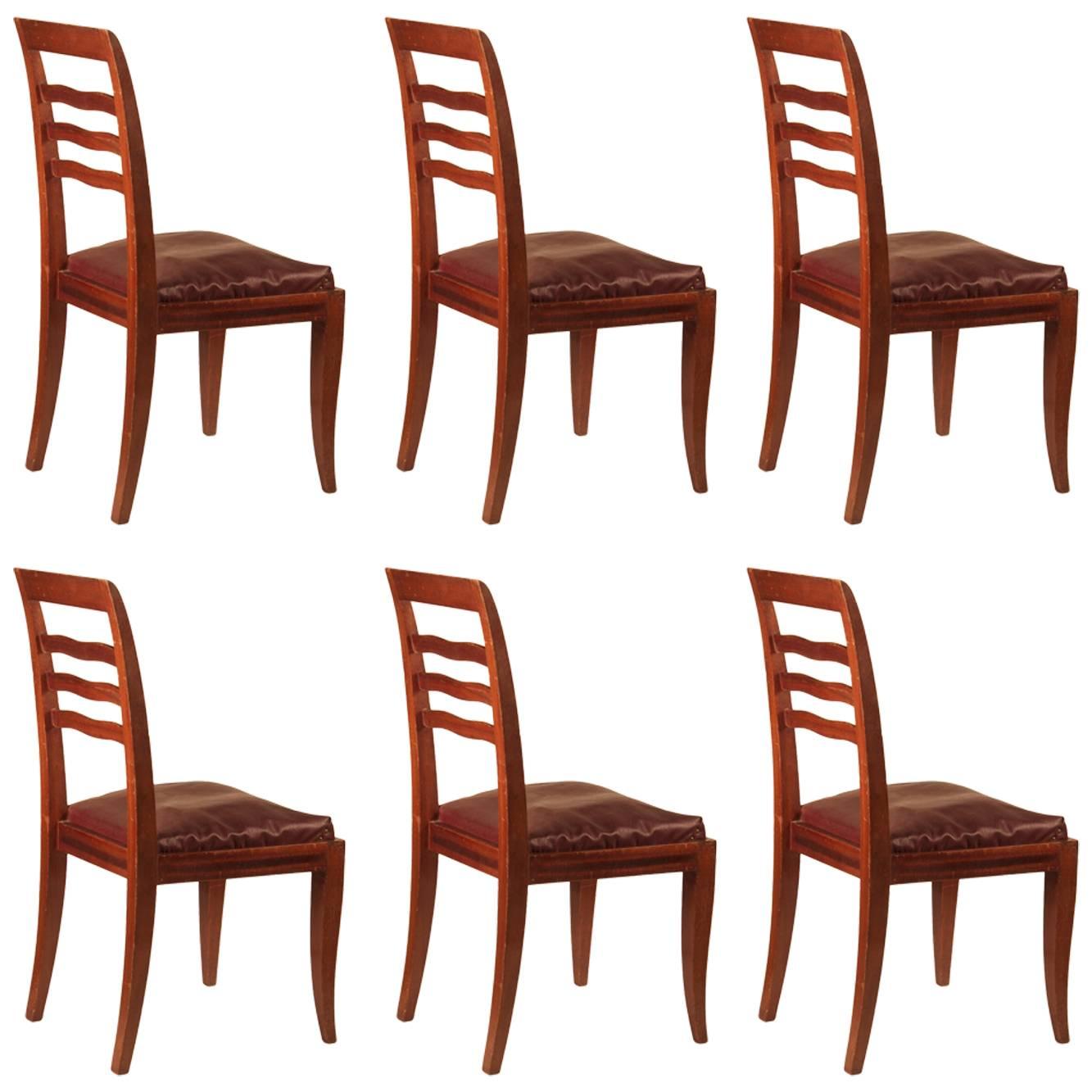 Paul Frechet - Ensemble de six chaises de salle à manger en acajou