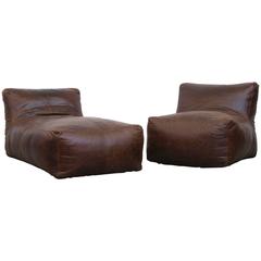 Mario Bellini Inspired Leather Lounge Set in Chocolate Brown Leather