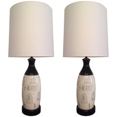 Pair of French 1960s Pottery Table Lamps