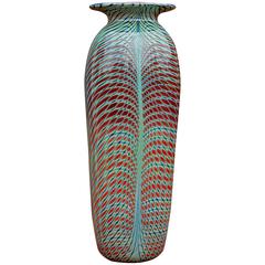 Handmade 20th Century Modern Art Glass Pulled Feather Vase