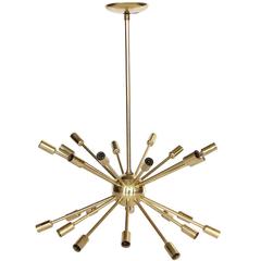 Midcentury 24-Arm Brass Sputnik Chandelier