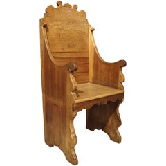 Antique Walnut Wood Armchair from Italy, 1700s