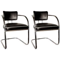 Pair of 1950s Chromecraft Cantilever Armchairs