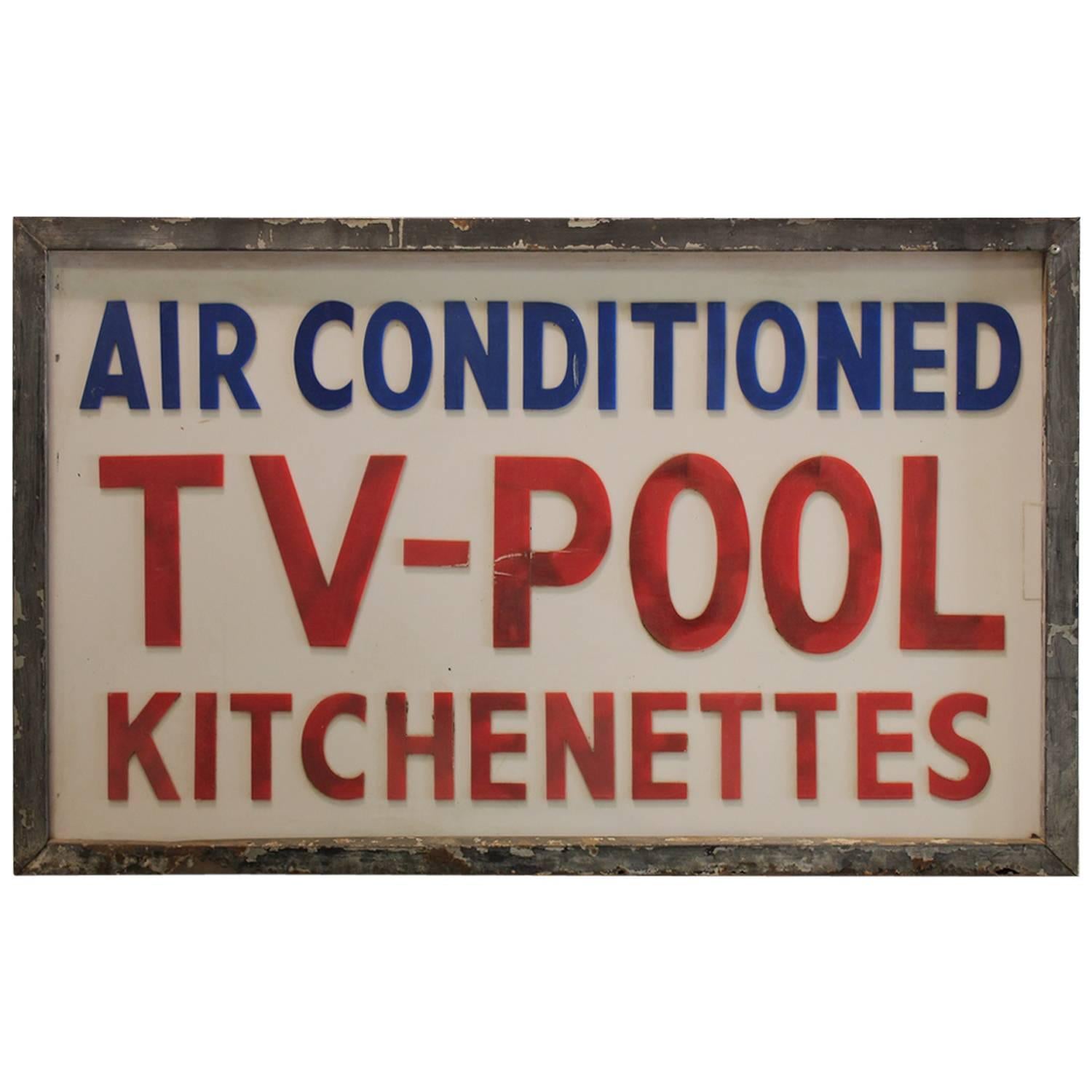 1950s Double Sided Light Up Tv-POOL Sign