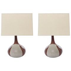 Pair of David Cressey Glazed Ceramic Lamps