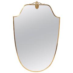 Italian Brass Shield Shaped Framed Mirror