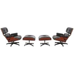 Pair of Eames Herman Miller 670 Lounge Chairs and Ottomans