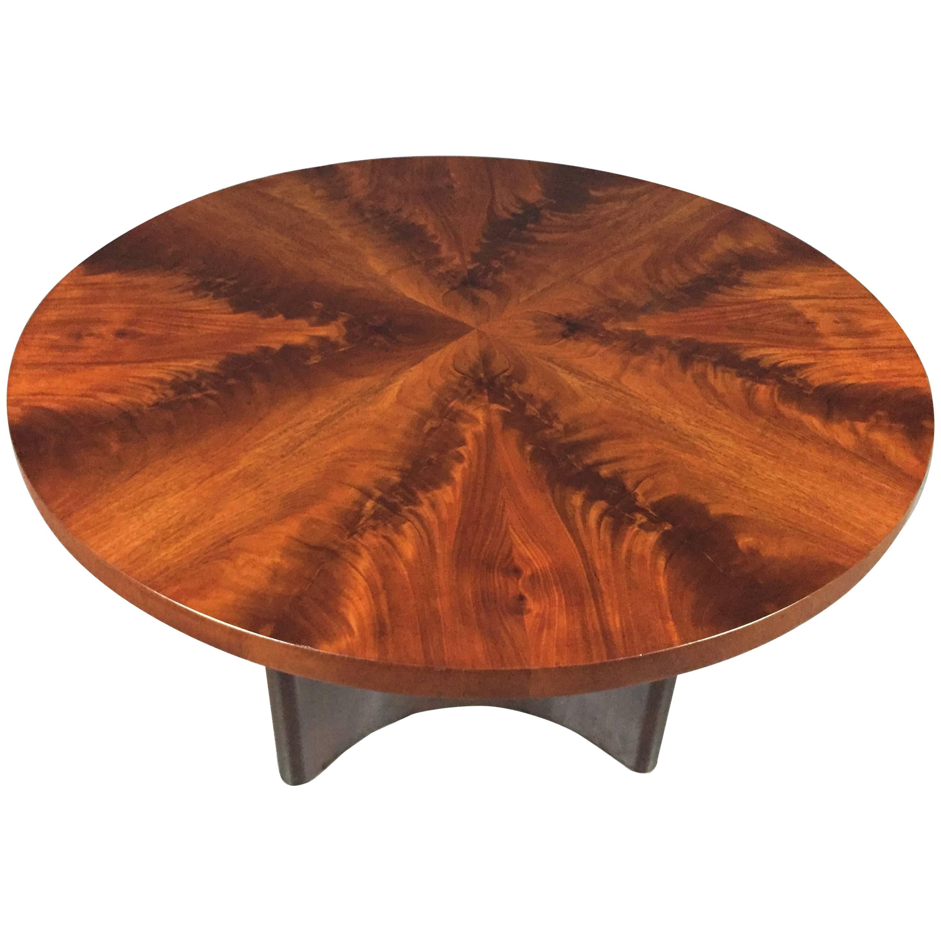 Swedish Art Deco Crotch Mahogany Coffee Table, Dated 1940