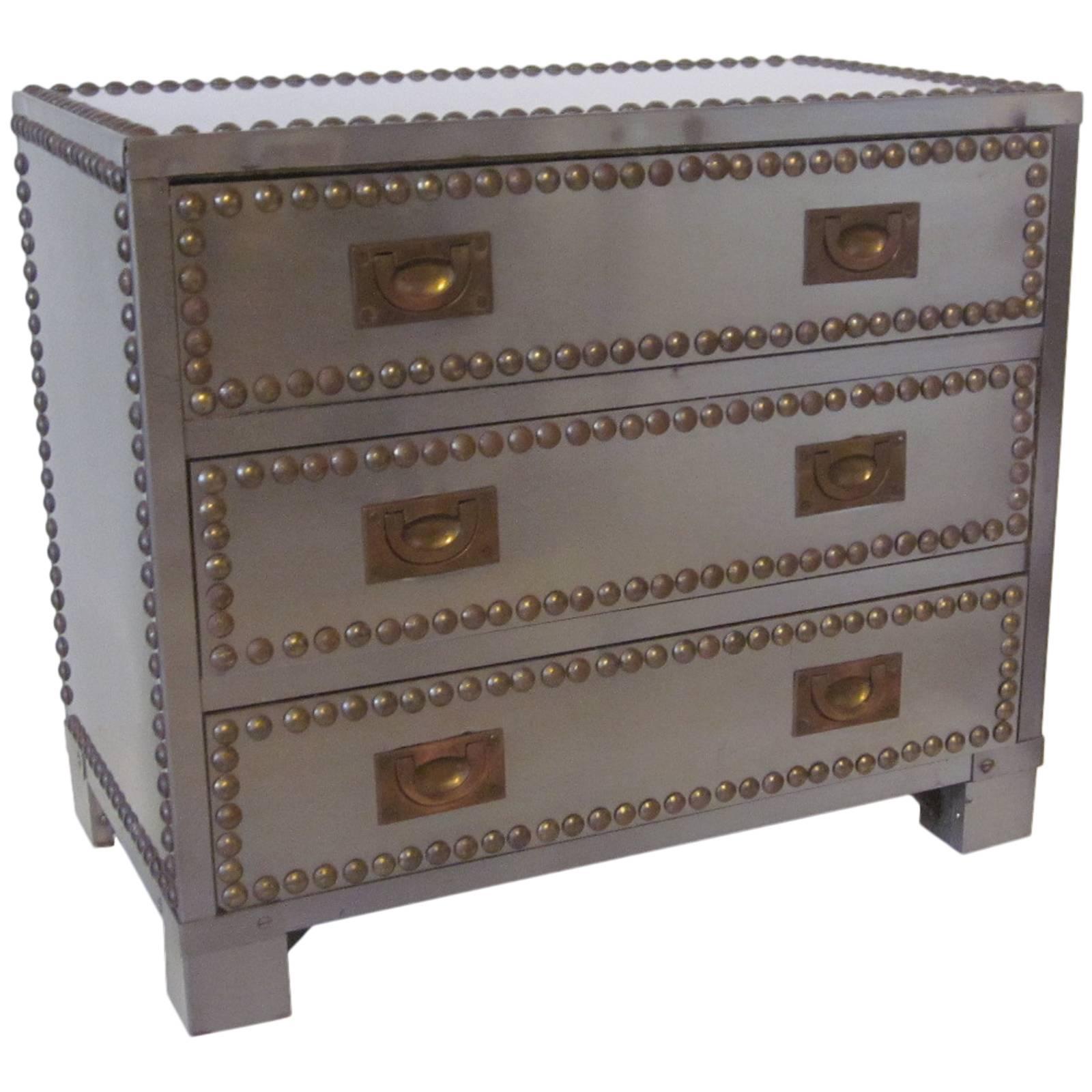 Stainless and brass Studded Industrial Styled Jewelry Chest / Box