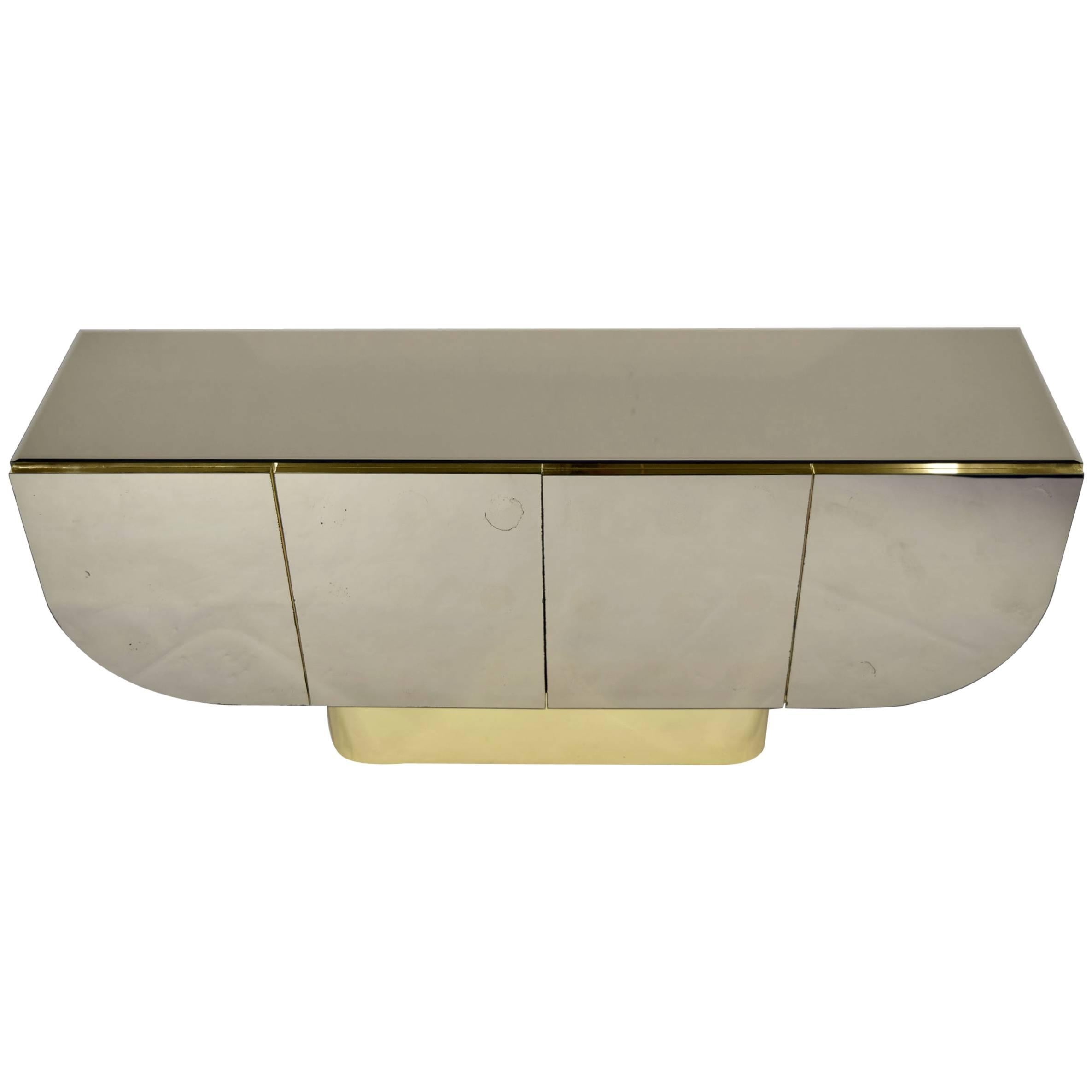 Bronze Mirrored Sideboard with Brass Finish Trim, maybe Ello