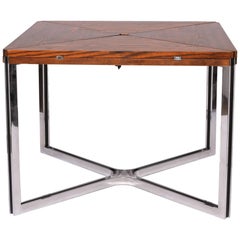 Vintage Dyrlund Rare Expandable Wenge and Steel Dining Table