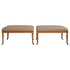 Pair of Louis XVI Style Upholstered Benches 1