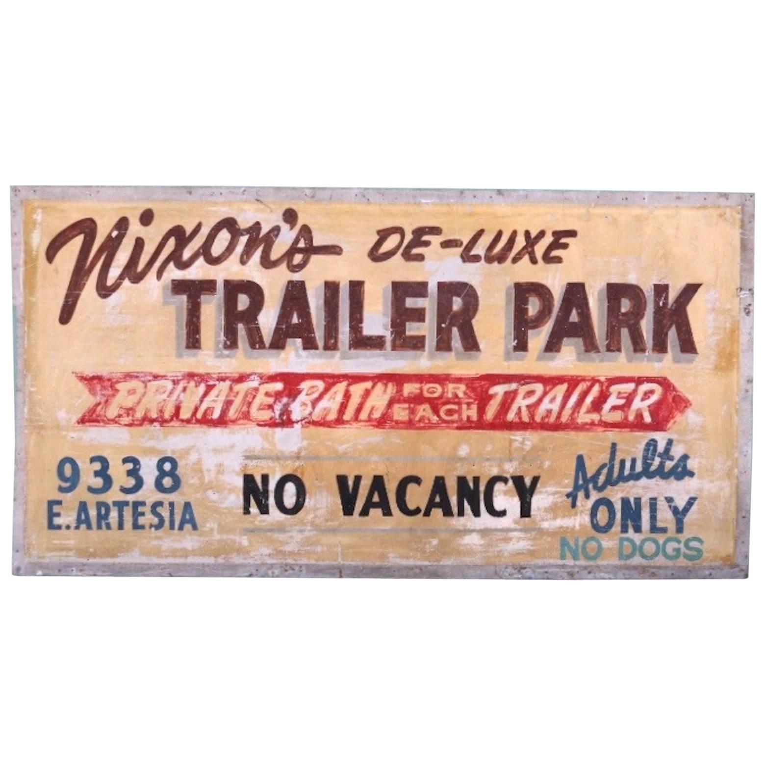 1950s Trailer Park Sign, Bellflower California, All Original, Double-Sided