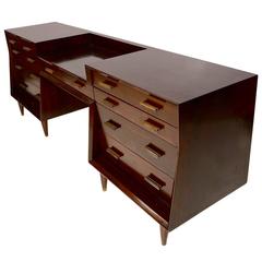 Mexican Modernist Double Dresser with Desk 1