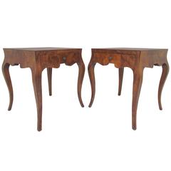 Pair of Italian Burl Wood Side Tables, circa 1950s