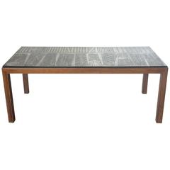 Italian Etched Metal Top Coffee Table