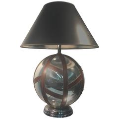 Magnificent Italian Mercury Glass Table Lamp with Thick Striping, circa 1970