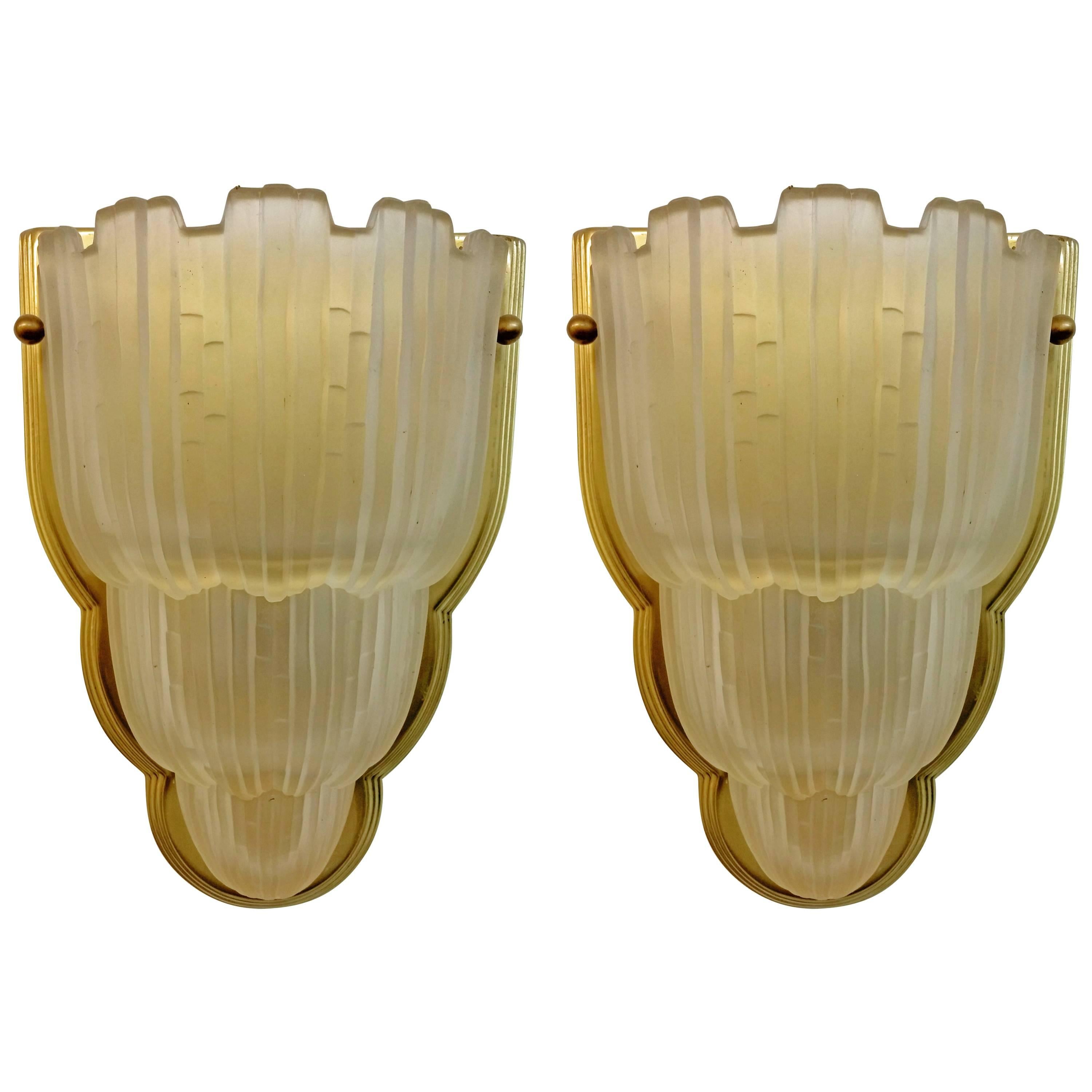 French Art Deco Wall Sconces by Sabino