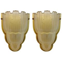 Antique French Art Deco Wall Sconces by Sabino