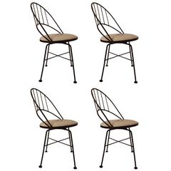 Set of Four Wrought Iron Swivel Chairs 12