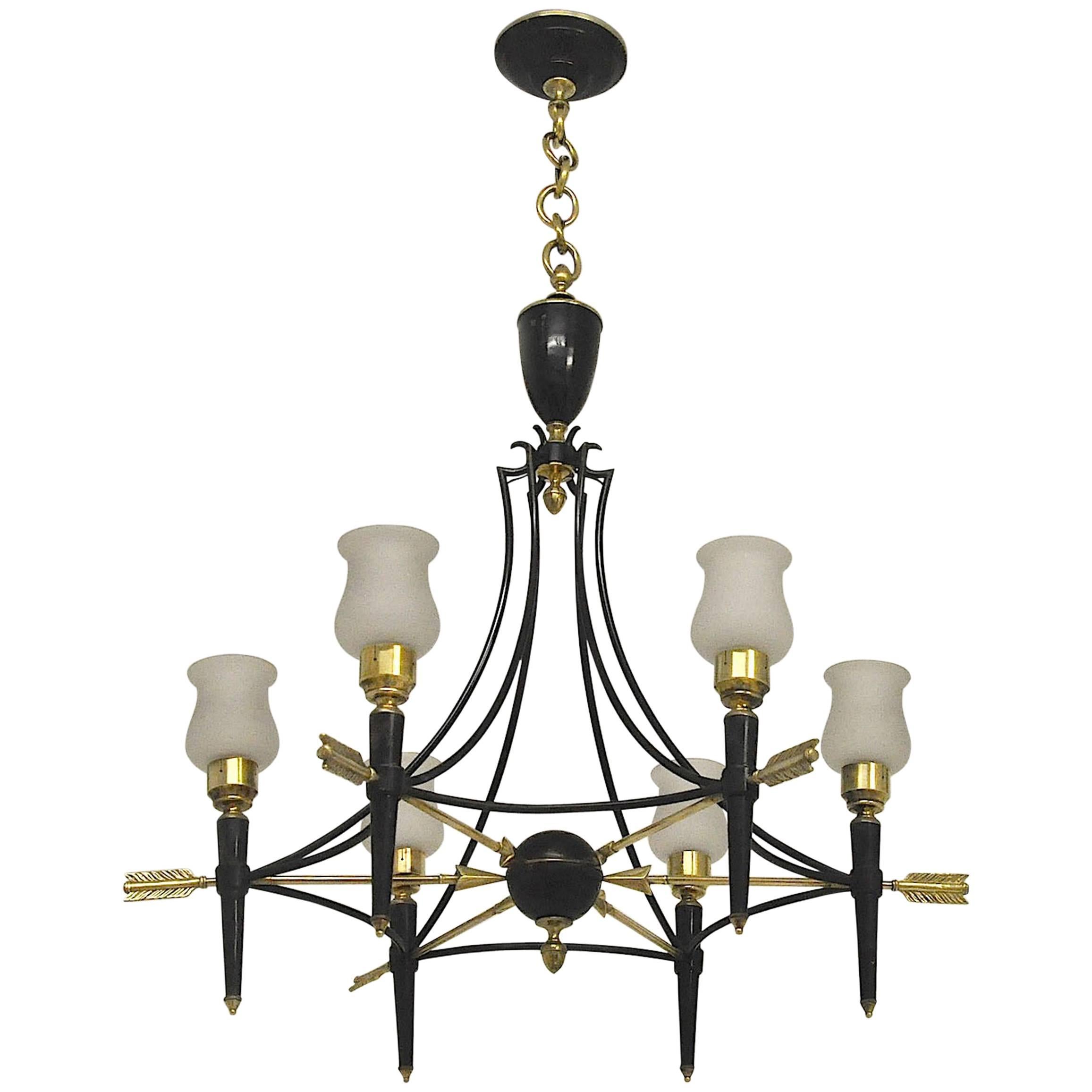 Neoclassical French 1940 Empire Style Chandelier by Maison Jansen